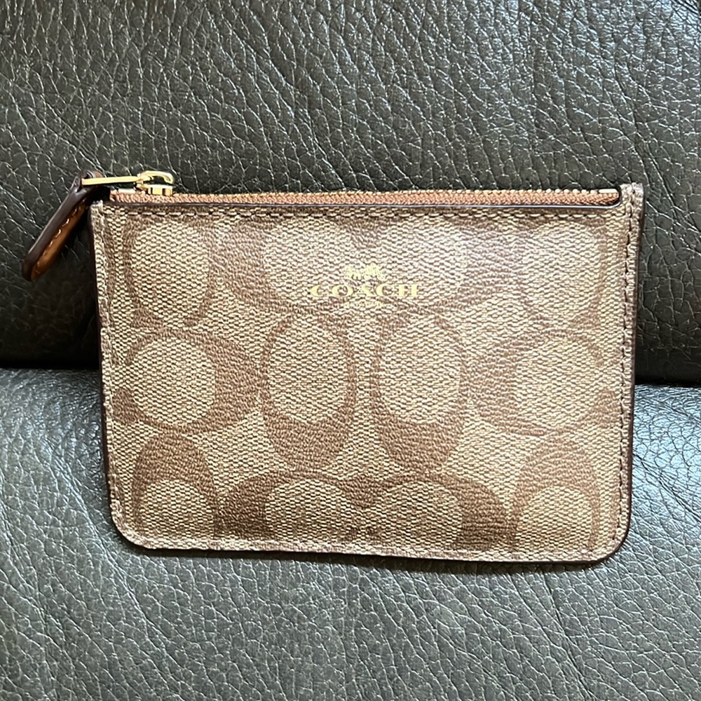Coach signature brown coin case